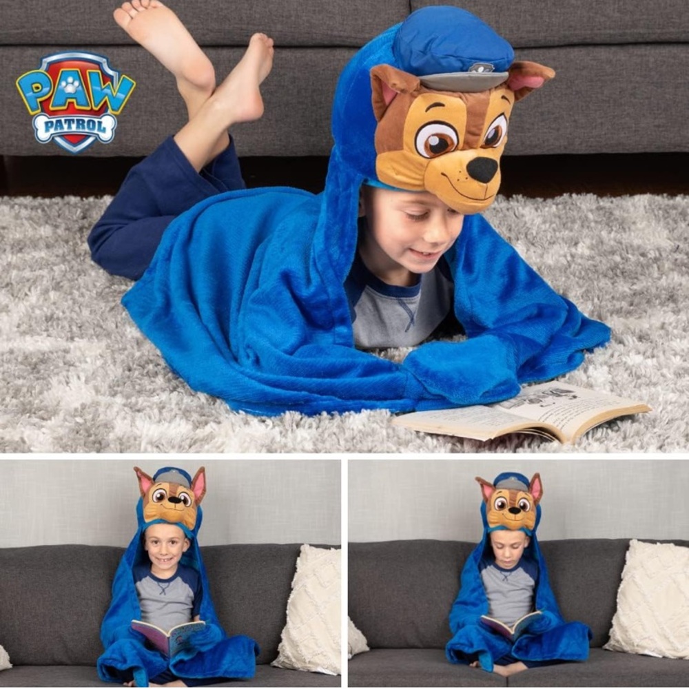 PAW Patrol Chase Hooded Throw Blanket Paw Patrol Soft and Cozy Wearable Hooded